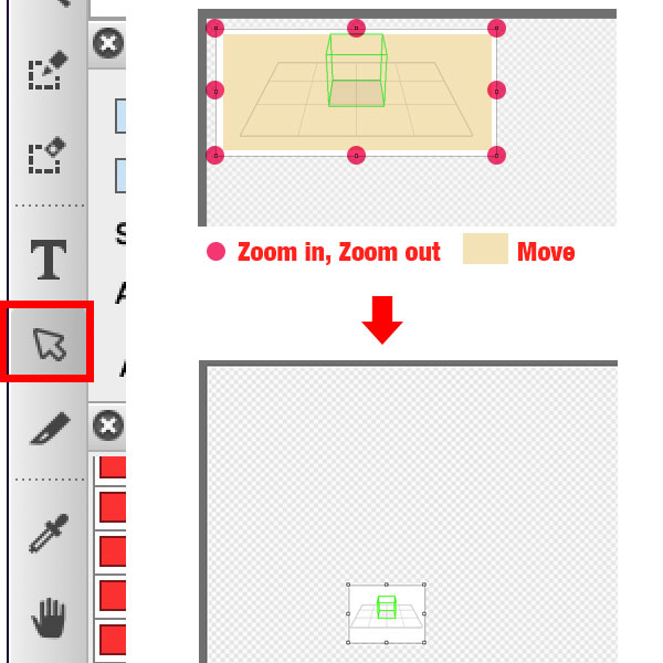 Image. Select operation tool, adjust the size