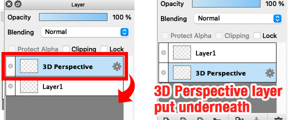 Image. 3D Perspective layer moved to downward