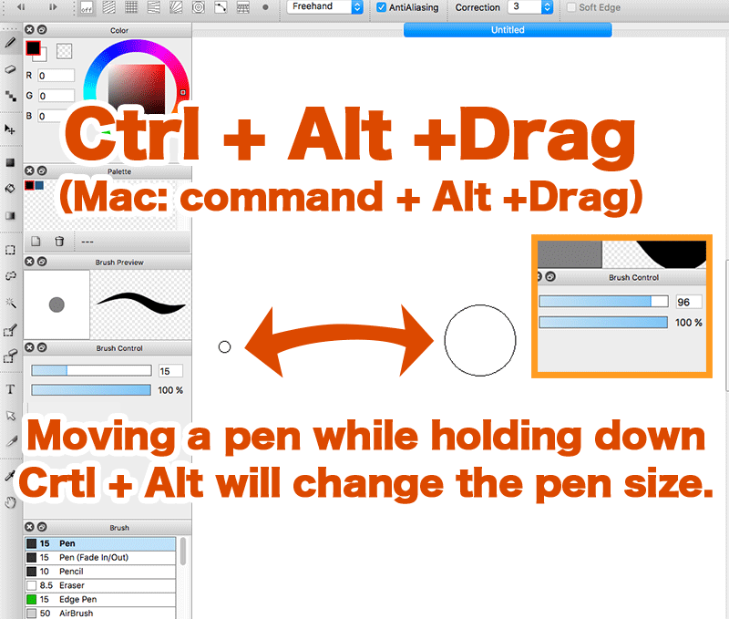 Image. Change brush size with “Ctrl + Alt + Drag”