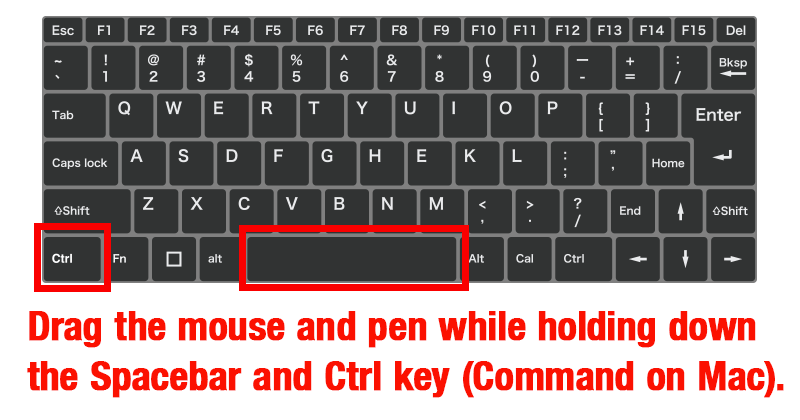 Image. Hold down the Spacebar & Ctrl key and drag