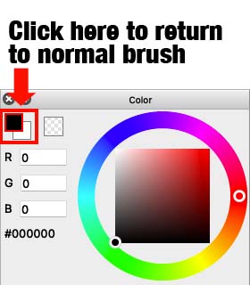 Image. How to change back from a transparent brush to a regular brush